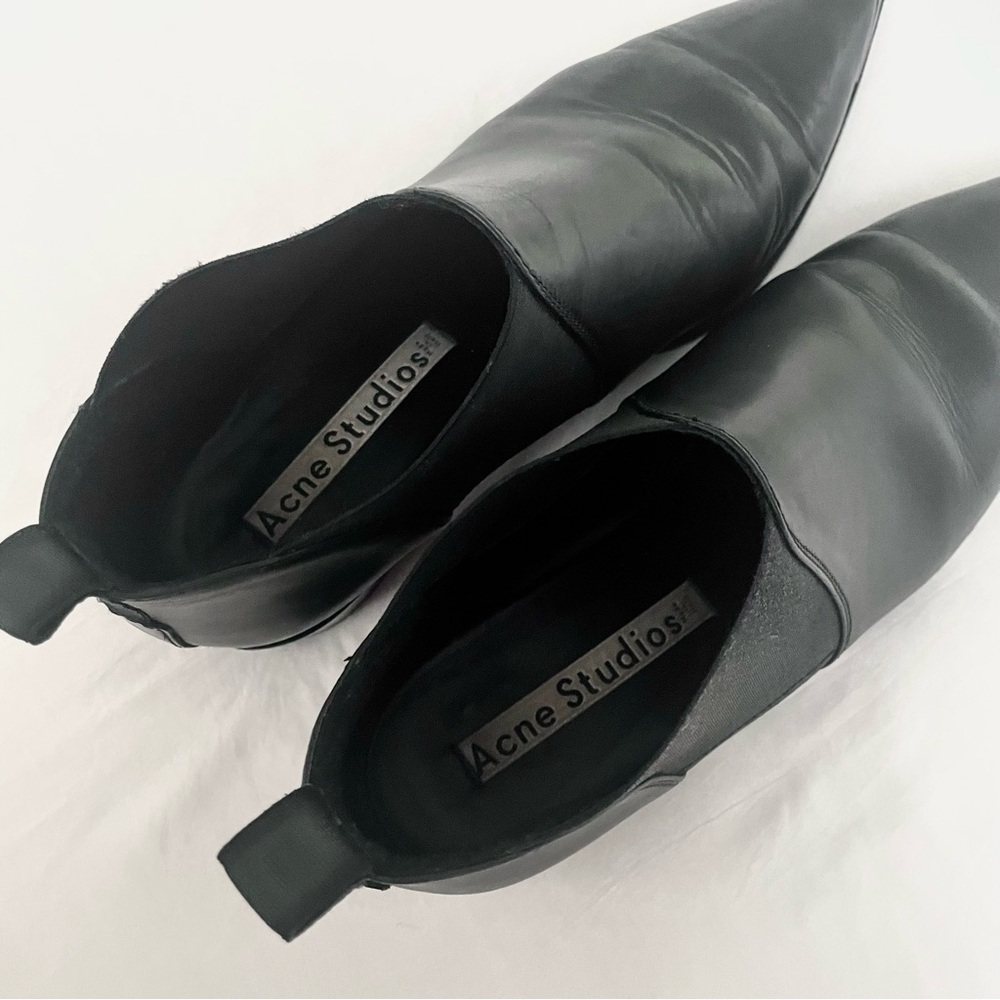Acne Studios Size 40 Jenny Black Pointed Toe Low Ankle Chelsea Bootie/Boots - Picture 12 of 12
